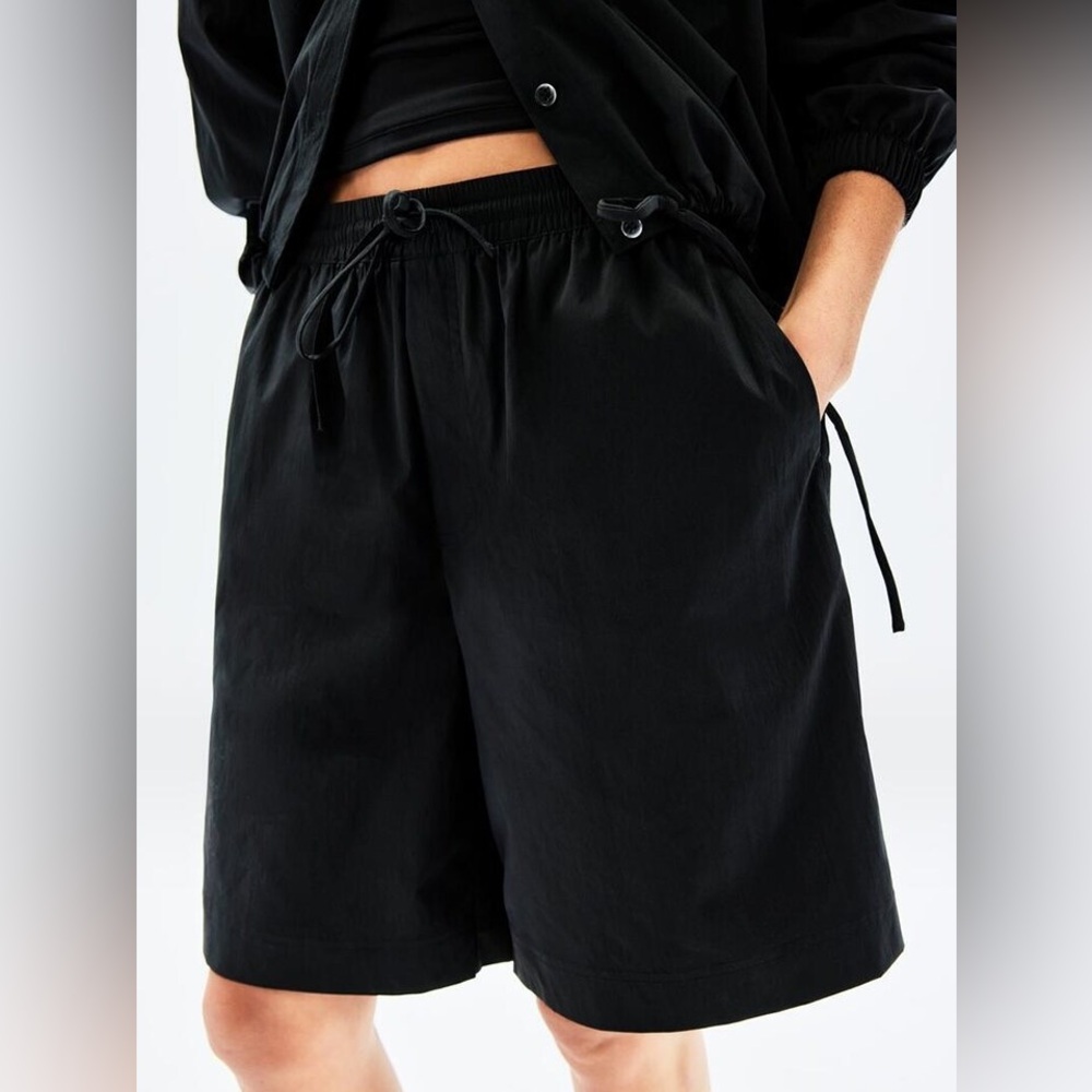 Athleta Black Drawstring Bermuda Shorts